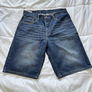 Levis 569 Jean Shorts Jorts Mens 31‎ Blue Denim Straight Fit Dark Wash Red Tab